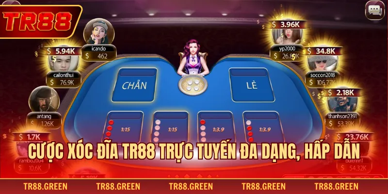 Cược xóc đĩa TR88 trực tuyến đa dạng, hấp dẫn